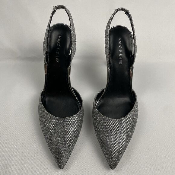 Marc Fisher Glittery 3/4 Pump Sling Back Pumps Silver-6.5M - Picture 2 of 7